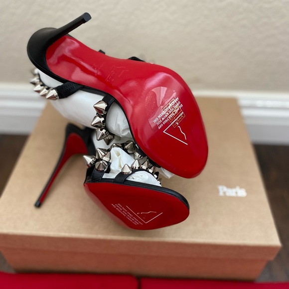 DS CHRISTIAN LOUBOUTIN SPIKITA STRAP 100 size 37 (6.5 US) black - Picture 7 of 9